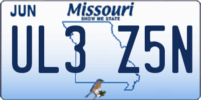 MO license plate UL3Z5N