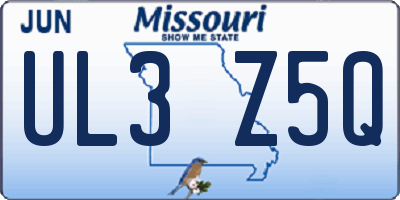 MO license plate UL3Z5Q