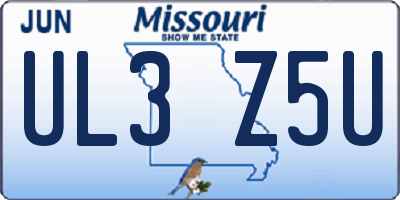 MO license plate UL3Z5U