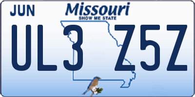 MO license plate UL3Z5Z