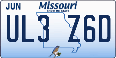 MO license plate UL3Z6D