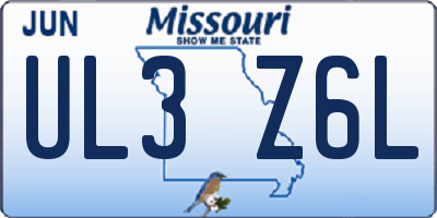 MO license plate UL3Z6L