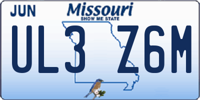 MO license plate UL3Z6M