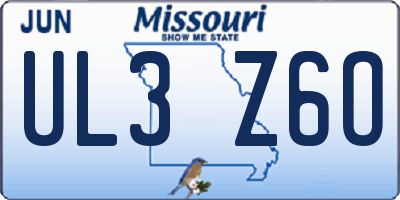 MO license plate UL3Z6O