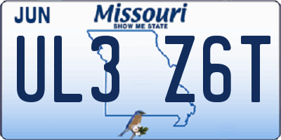 MO license plate UL3Z6T