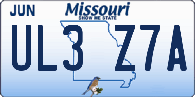 MO license plate UL3Z7A