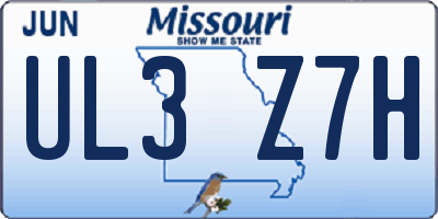 MO license plate UL3Z7H