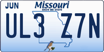 MO license plate UL3Z7N