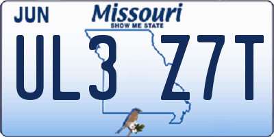 MO license plate UL3Z7T