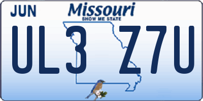 MO license plate UL3Z7U