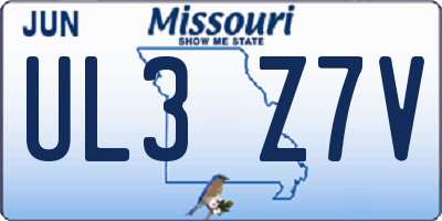 MO license plate UL3Z7V