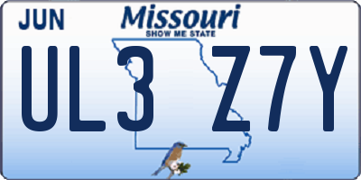 MO license plate UL3Z7Y