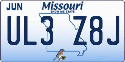 MO license plate UL3Z8J