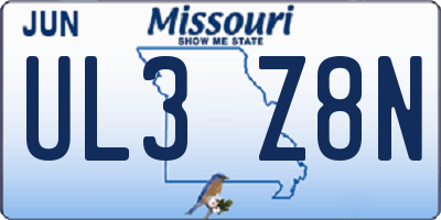 MO license plate UL3Z8N
