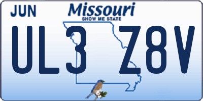 MO license plate UL3Z8V
