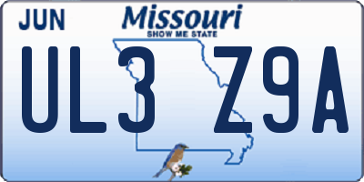 MO license plate UL3Z9A