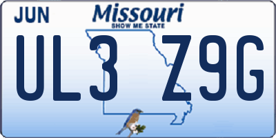 MO license plate UL3Z9G