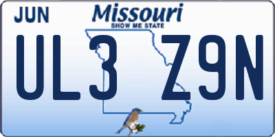MO license plate UL3Z9N