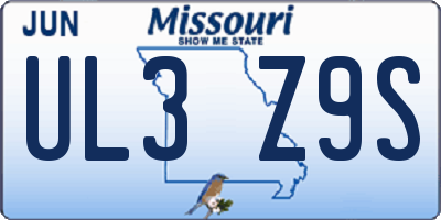 MO license plate UL3Z9S