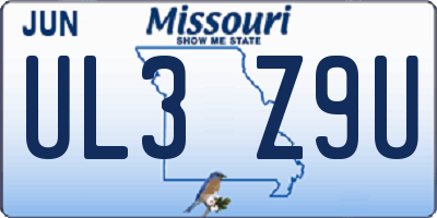 MO license plate UL3Z9U