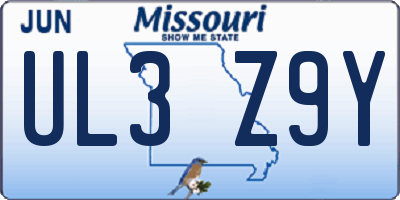 MO license plate UL3Z9Y