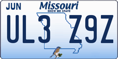 MO license plate UL3Z9Z