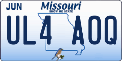 MO license plate UL4A0Q