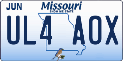 MO license plate UL4A0X