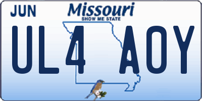 MO license plate UL4A0Y