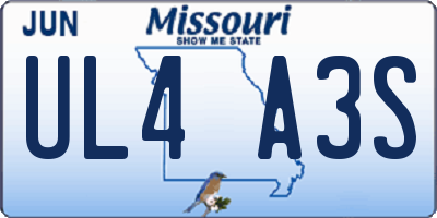 MO license plate UL4A3S