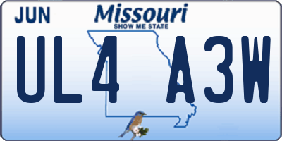 MO license plate UL4A3W