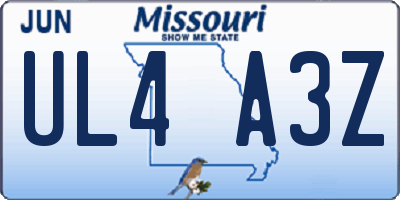 MO license plate UL4A3Z