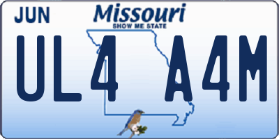 MO license plate UL4A4M
