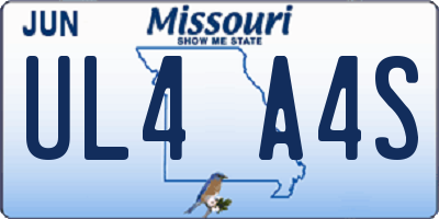 MO license plate UL4A4S