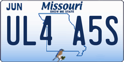 MO license plate UL4A5S