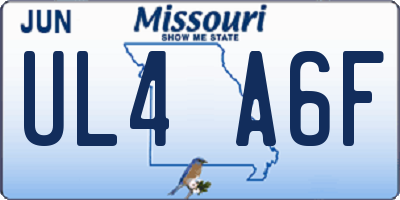 MO license plate UL4A6F