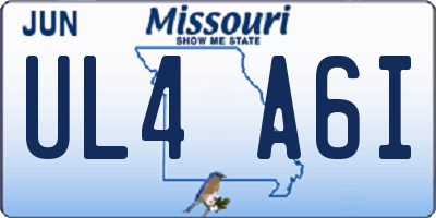 MO license plate UL4A6I