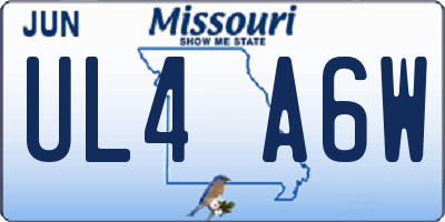 MO license plate UL4A6W