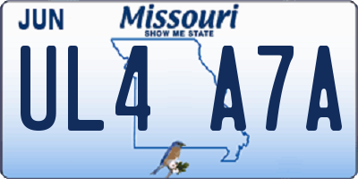 MO license plate UL4A7A