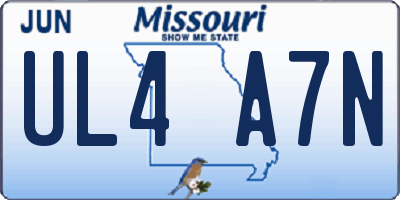 MO license plate UL4A7N