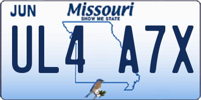 MO license plate UL4A7X