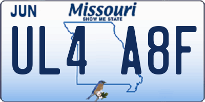 MO license plate UL4A8F