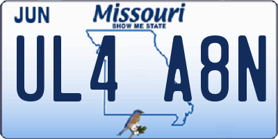 MO license plate UL4A8N