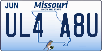 MO license plate UL4A8U