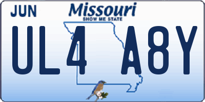 MO license plate UL4A8Y