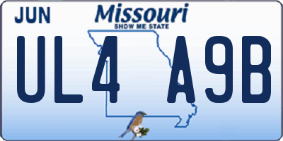 MO license plate UL4A9B