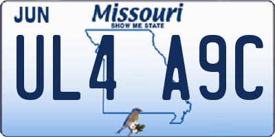 MO license plate UL4A9C