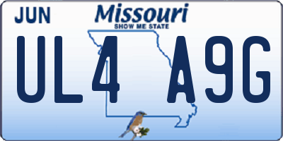MO license plate UL4A9G
