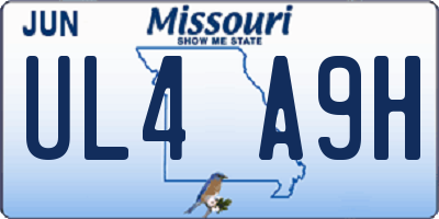 MO license plate UL4A9H
