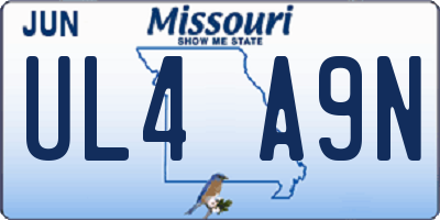 MO license plate UL4A9N